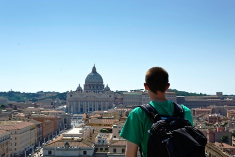 Eric Himmelwright '14 overlooking the Vatican in Rome, Italy