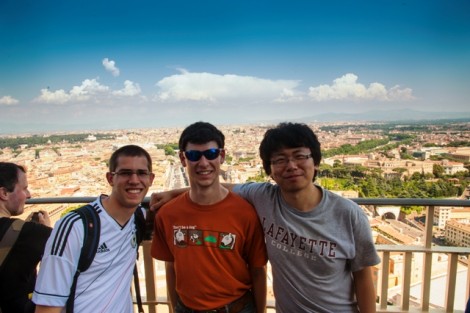 From left: Eric Himmelwright '14, Benjamin Richards '14, and Max Ma '14 with Rome in the background
