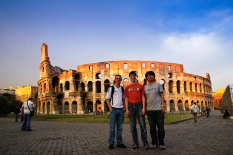 From left: Eric Himmelwright '14, Benjamin Richards '14, Max Ma '14 at the Colosseum in Rome, Italy