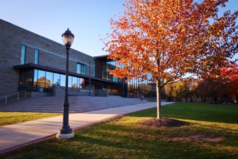 Skillman Library in the fall