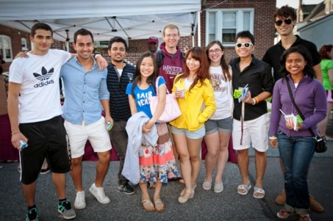 International students pose for a group photo during the11th Block pARTy, one of Lafayette’s most popular annual traditions.