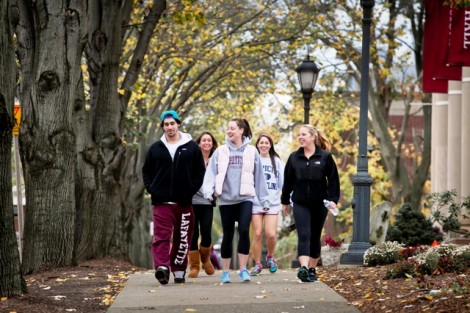 Students make the best of the situation following a campus-wide power outage caused by Hurricane Sandy.