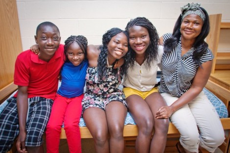 Edoukou Aka-Ezoua '17, second from right, spends time with her family.