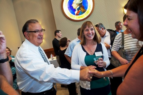 At the conclusion of move-in day, parents were invited to a reception in Pfenning Alumni Center where they were greeted by Easton Mayor Sal Panto and President Alison Byerly.  