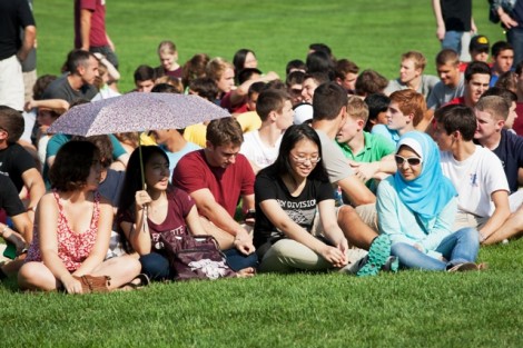 New students gather on the Quad for Orientation Kick-Off.