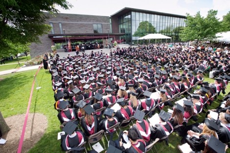 Lafayette's 176th Commencement ceremony held on the Quad in front of Skillman Library. 