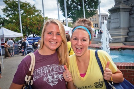 Alison Mooney '17, left, and Claire Hoober '17 enjoy the pepper festival and Easton Farmers’ Market.