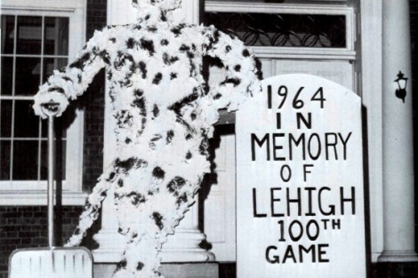 The Leopard digs a grave for Lehigh prior to the 100th game in 1964.  