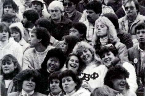 Members of the crowd enjoy the game in 1986.  