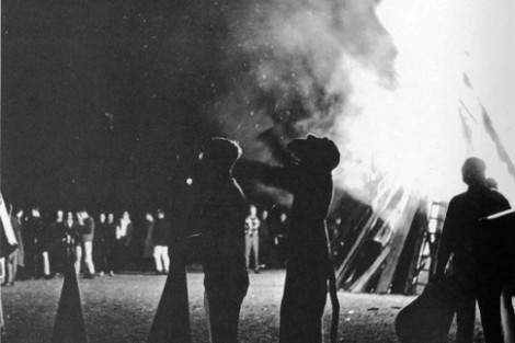 Pre-game bonfire in 1966