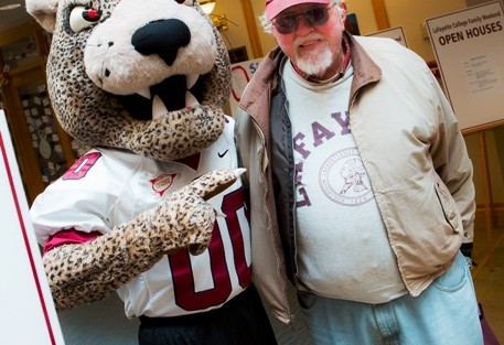 Bill Kegley '62 spends some time with the Leopard prior to President Byerly’s address.