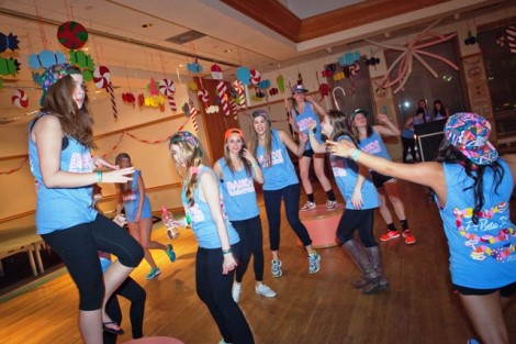 The Pi Beta Phi sisters continue the party in the Marlo Room during the wee hours of the morning. 