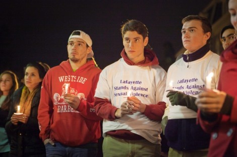 Members of the Lafayette community stand together against sexual violence.