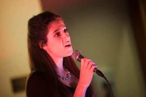 Aleni Mackarey '16 performs a song.