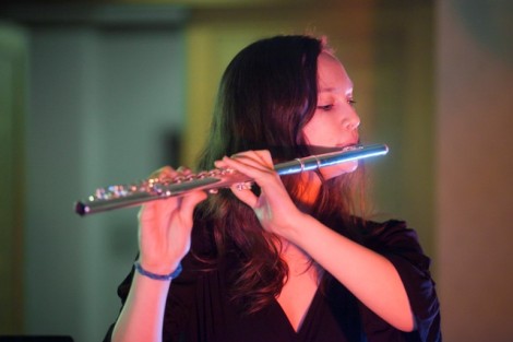 Julia Campbell '15 performs on the flute.