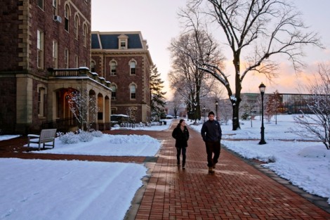 Students walk by Pardee Hall.