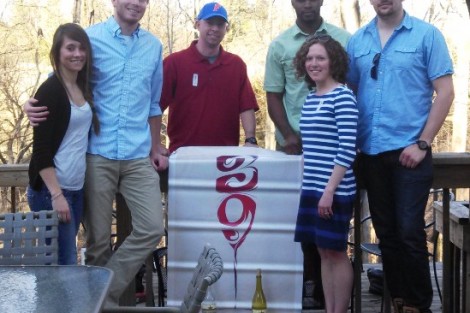 Alumni toast Lafayette at First Colony Winery in Charlottesville, Va. 