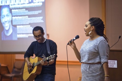 Abenezer Solomon ’14 and Kayani Facey ’14 perform a duet. 