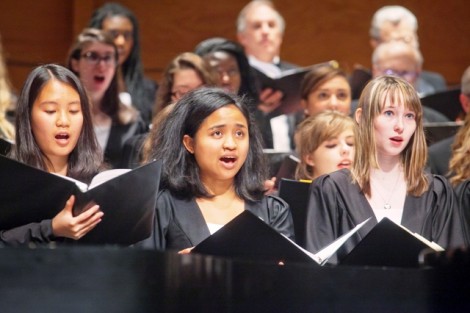 The Lafayette choirs present a world premiere performance.