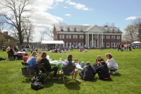Students relax on March Field.