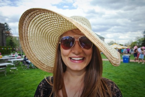 Stephanie Schreiber ’16 shows off her derby hat.