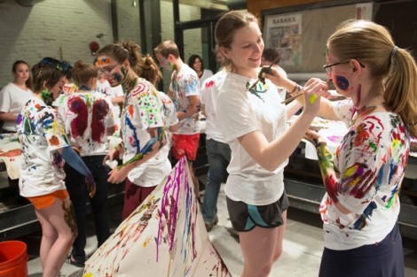 Caitlin Altomare '14, left, and Julia Seidenstein '14 have fun painting each other.