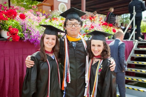 Madeline Gambino ’14, Xingjian “Max” Ma ’14,  and  Jillian Sacchetta ’14 earned  the highest cumulative grade-point average in the class and are the first to receive their diplomas.