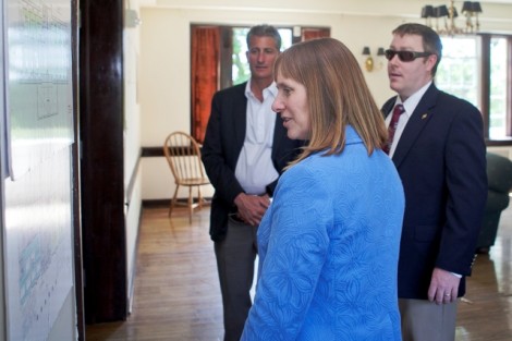 President Alison Byerly takes a tour of the DKE house.