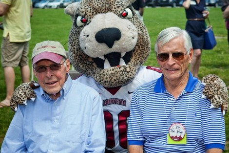 Allan Kirby ’53 and Tom Neff ’59 hang out with the leopard.