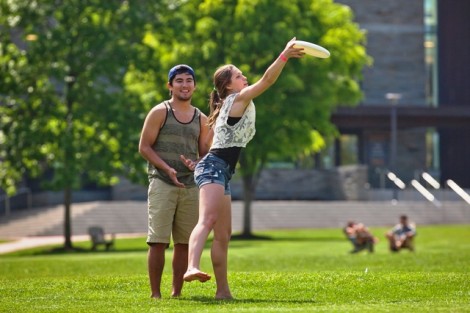 One of the last games of Frisbee on the Quad for the school year