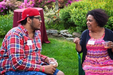 Abdul Dopson ’14 spends some time with Wendy Wilson-Fall, associate professor and chair of Africana studies. 