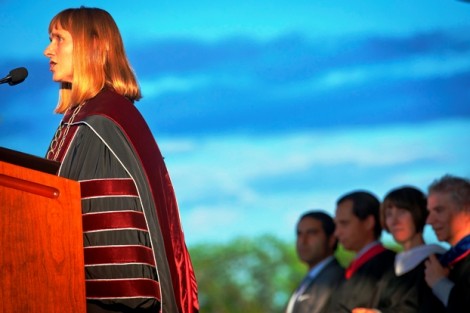 President Alison Byerly presents her Convocation address, 'Tradition and Community.'