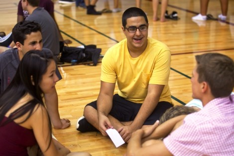 Students take part in some icebreaker and teambuilding activities.