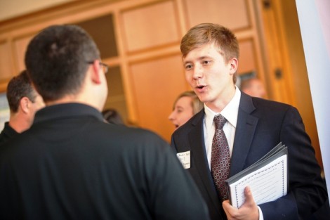 Austin Burks ’15 learns about job opportunities.