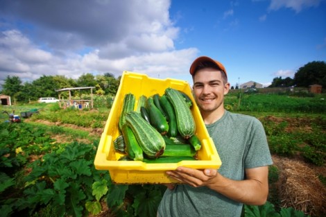 Eric Giovannetti '15 shows off the fruits of his labor.