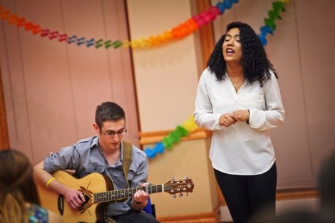 Ben Ritter '17 and Natalie Cardenas '17 perform a song.