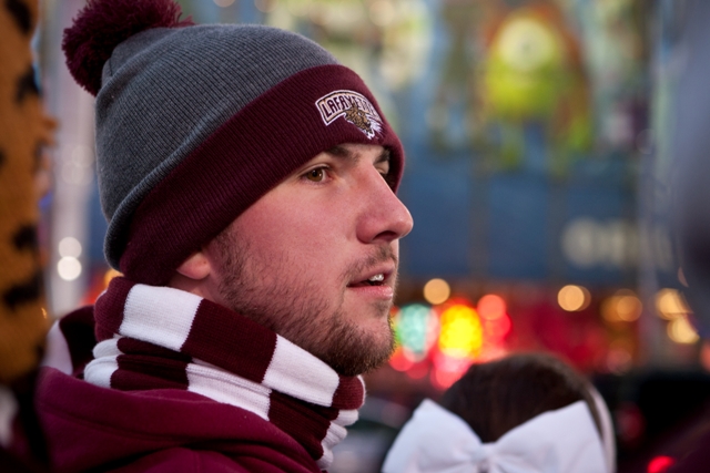 Steve Bezer ’15 braved the cold to support the Leopards.