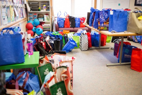 The Landis Center was packed with donations.