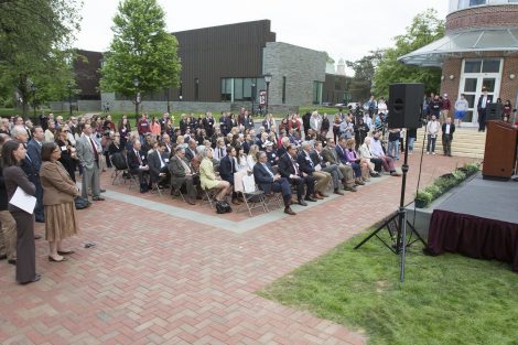 A view of the audience seated at the groundbreaking ceremony.