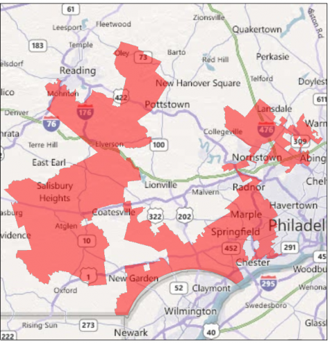 Map of Pennsylvania's 7th District