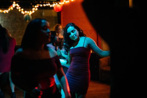 Students dance at the Noche de Pasión semi-formal event sponsored by Hispanic Society of Lafayette.