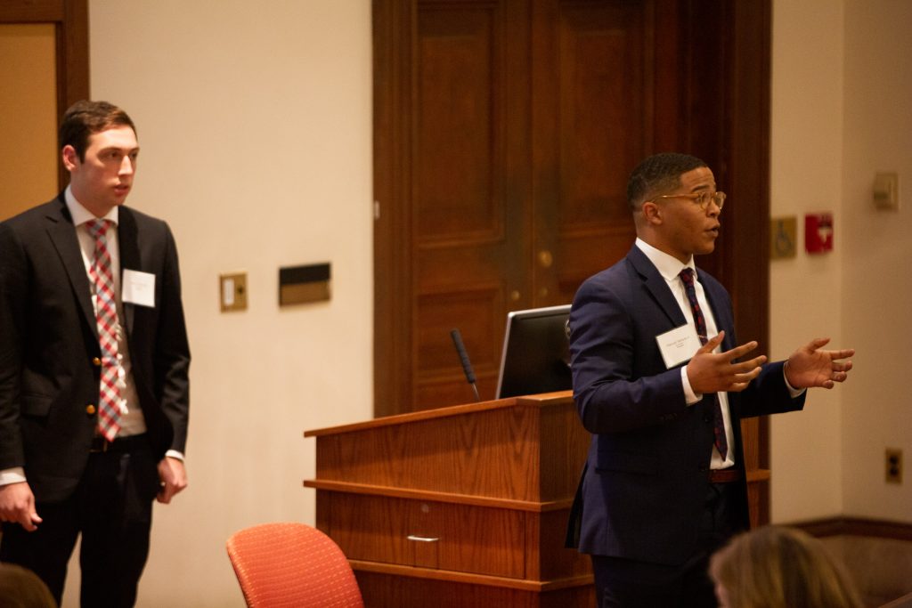 Students deliver their presentation at the Dyer Center's Real Estate Competition.