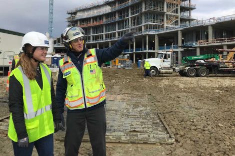 Julia Knowles on construction site for externship