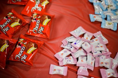 Choco Pies and other candies on a table at the Lunar New Year celebration.