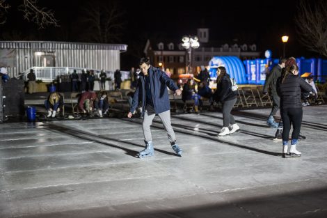 students ice skate at winterfest