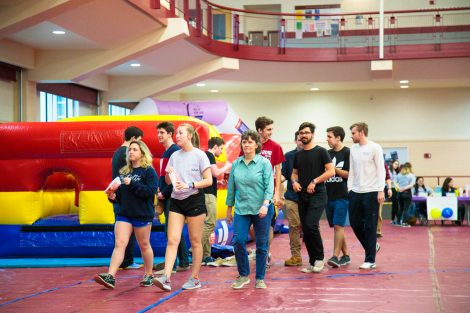 Students walk in kirby sport center to raise money and awareness for the American Cancer Society