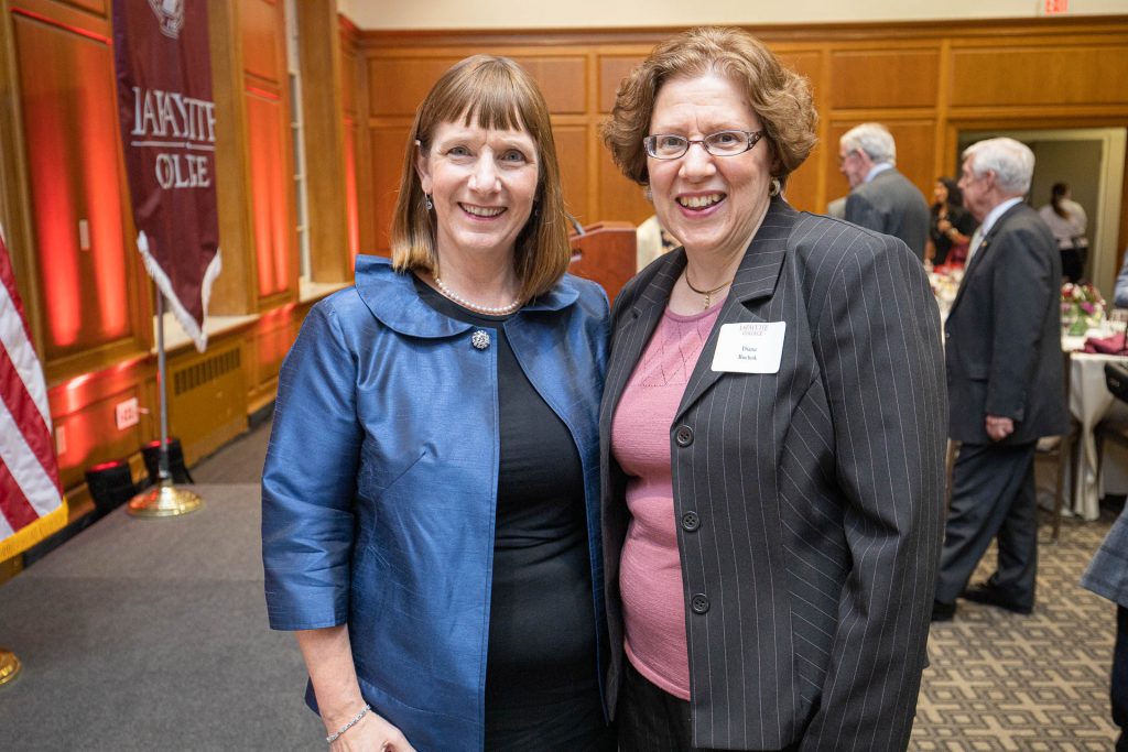 Alison Byerly and Diana Buchok t the annual year-end awards dinner.