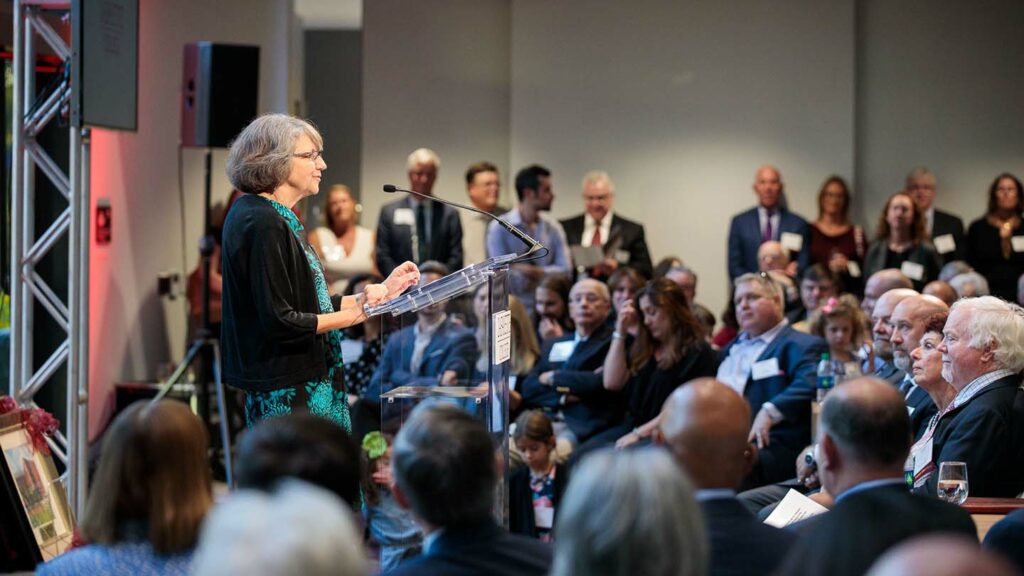 Professor Laurie Caslake at the opening of the Rockwell Center