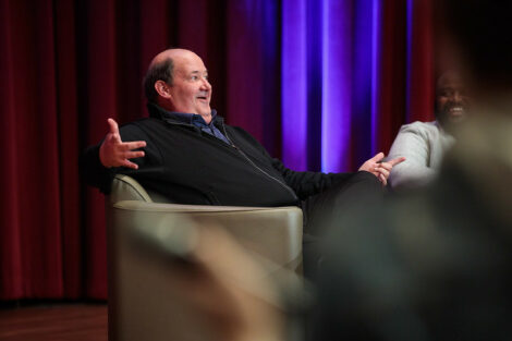 The Office star Brian Baumgartner, who portrayed Kevin Malone, gives a talk to a packed Colton Chapel audience.