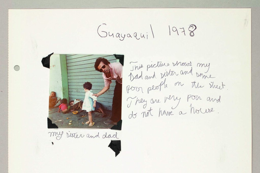 One of the journal pages made with images Karina Aguilera Skvirsky took as a child